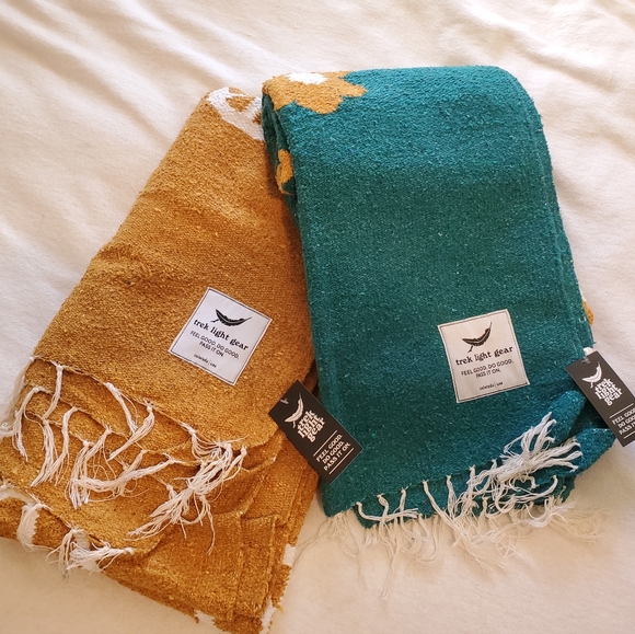 Trek Light Gear Other - Two NWT Trek Light Gear Blankets Teal Flower and Gold Peace